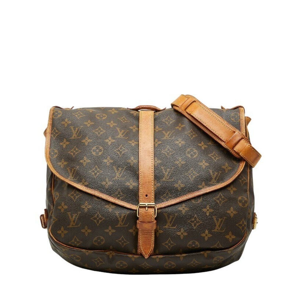 Louis Vuitton Monogram Saumur Crossbody Bag Brown Leather